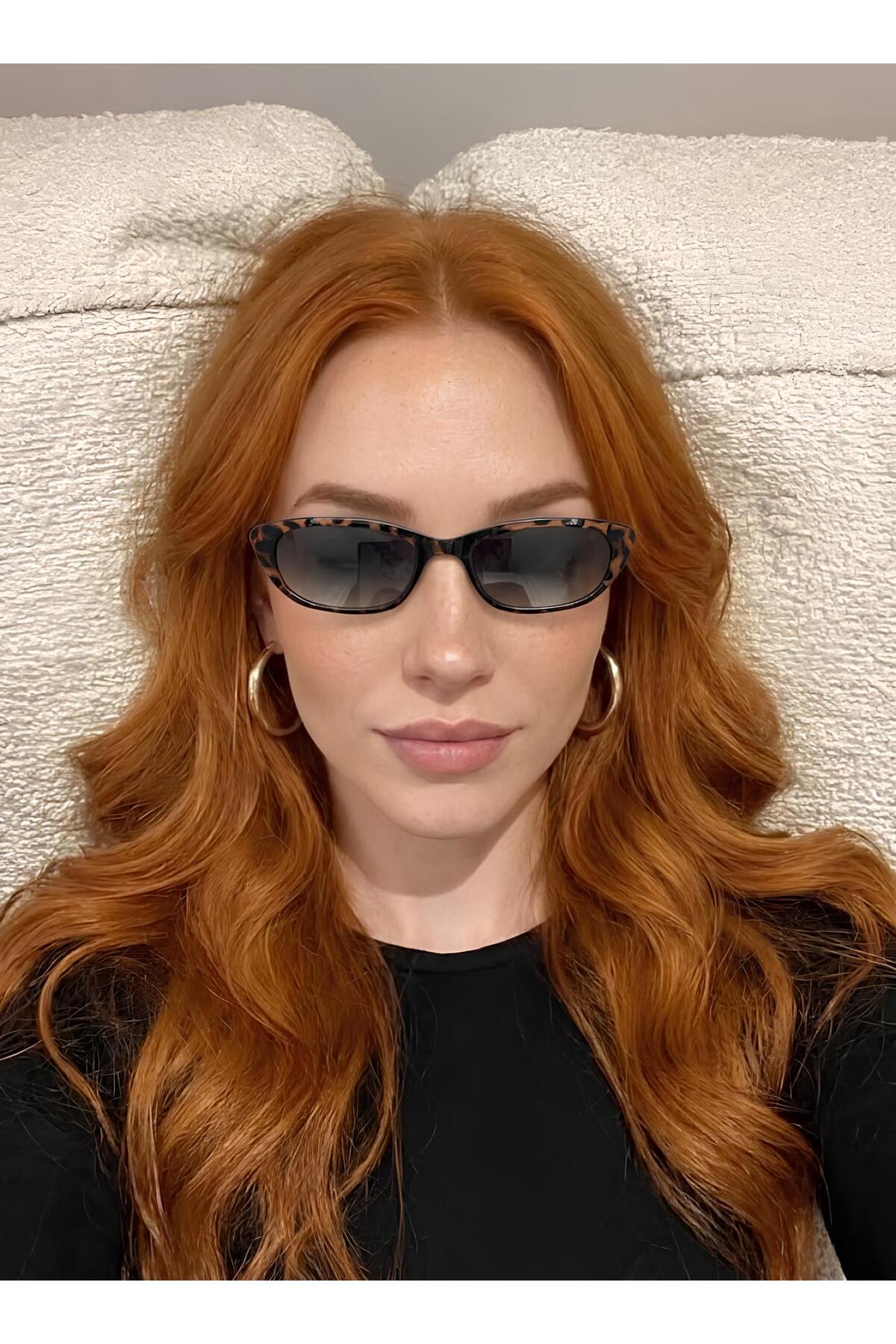 Rusban Leopard Patterned Green Cateye Sunglasses for Women | Uv400 Protected & 50 Extras