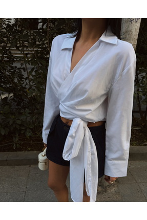 OLİSSE Kadın Uzun Kuşaklı Şık Gömlek