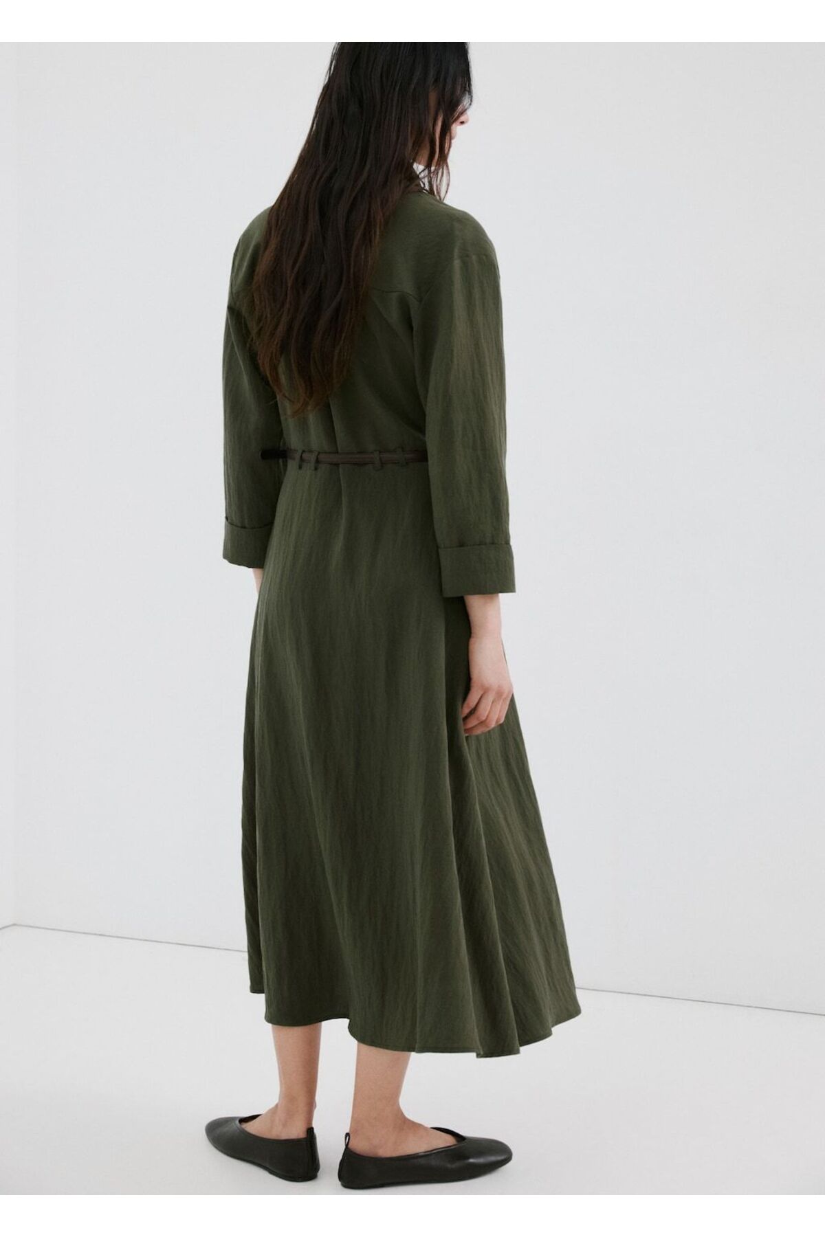 MANGO  Kemerli lyocell gömlek elbise - Görsel 4