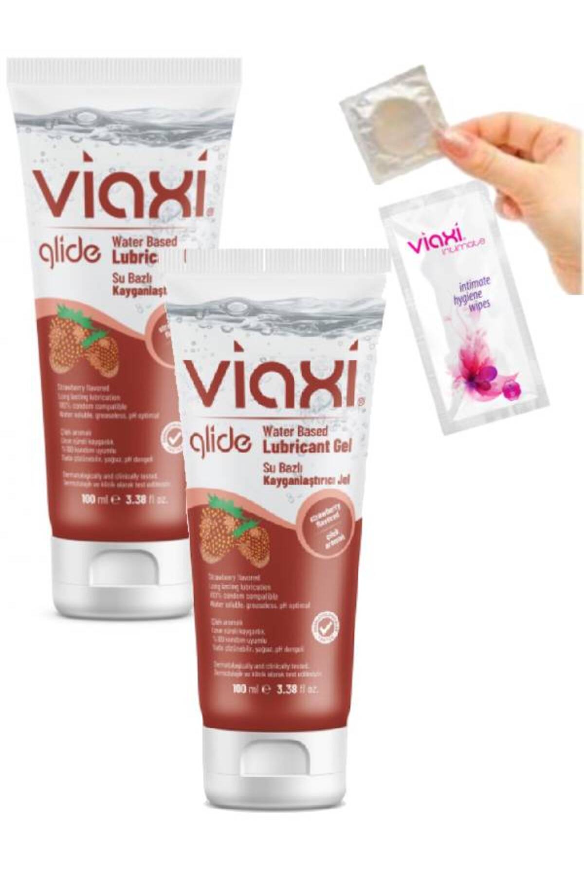 Viaxi Glide Su Bazlı Çilek Aromalı Kayganlaştırıcı Masaj Jel 100