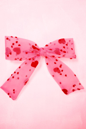 patlangaç Pembe Kalpli Tül Otomatik Klips Toka – Fiyonk Kurdele Saç Tokası