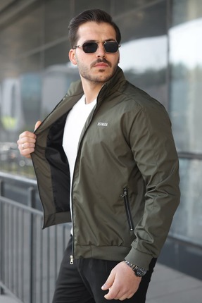 Bermuda Giyim Erkek Haki Yeşil Su İtici Mevsimlik Mont& Ceket