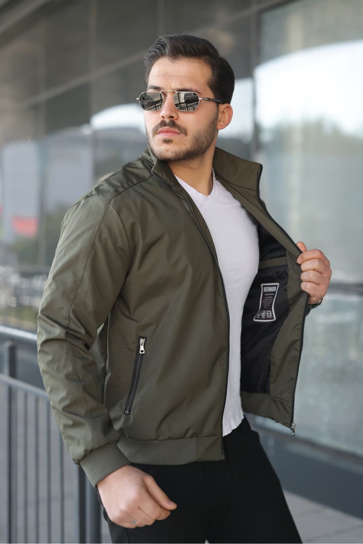 Bermuda Giyim  Erkek Haki Yeşil Su İtici Mevsimlik Mont& Ceket - Görsel 4