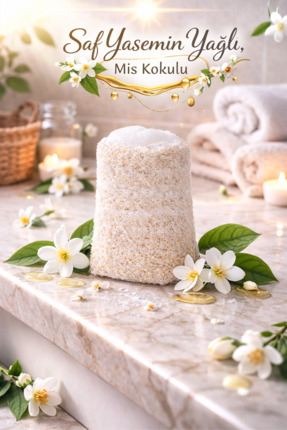 Lavandula Yaseminli, kendinden sabunlu doğal kabak lifi - %100 Yasemin yağı i...