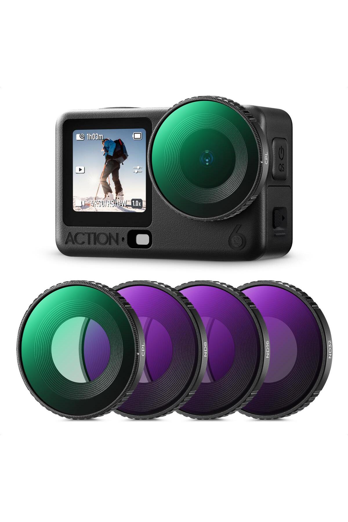 K&F CONCEPT DJI Osmo Action 6 uyumlu 4 lü Filtre SETİ / CPL ND8