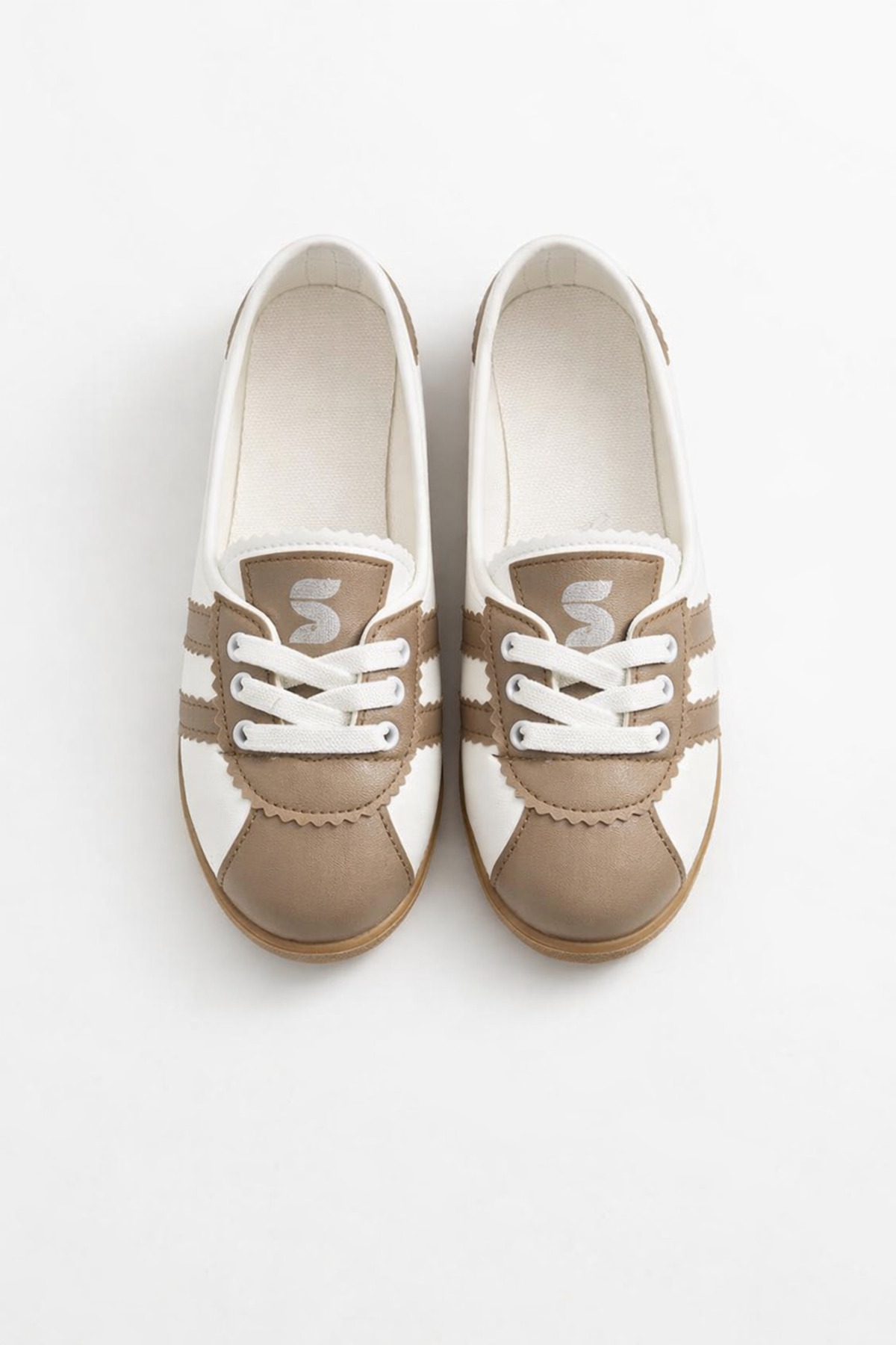 StWenn  Kadın Spor Ayakkabı Bağcıklı Günlük Rahat Retro Çizgili Babet - Görsel 5