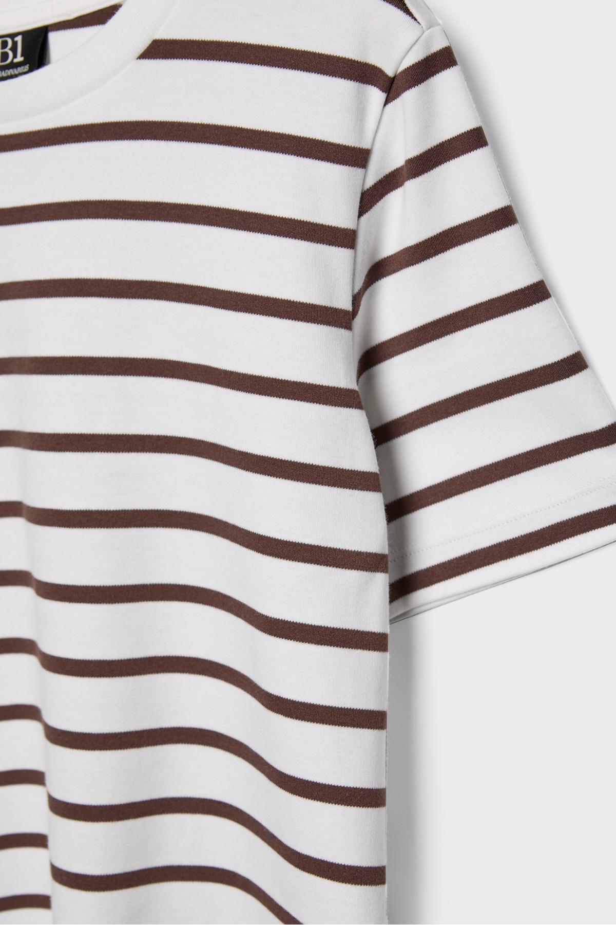 Stradivarius Çizgili, heavy weight, regular fit basic tişört görsel 8