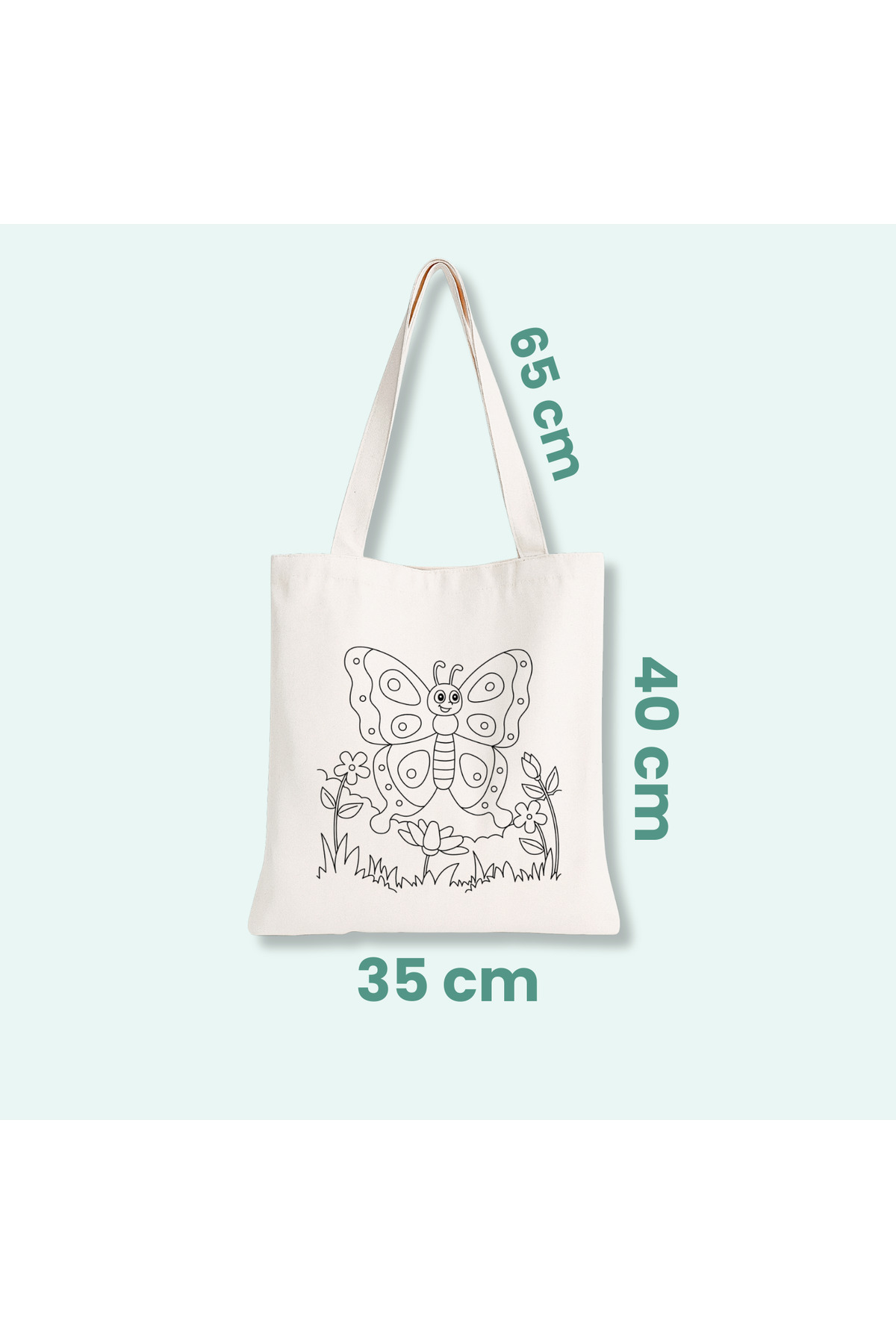 Cemira 5'li Paket Kelebek Boyanabilir Bez Çanta 35x40 cm - Çocuk Doğum Günü ve Sınıf Etkinlik Seti fotoğrafı 6 (önizleme)