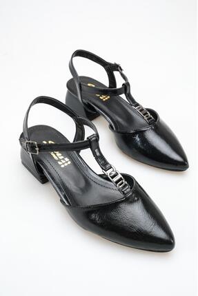 tusemmoda TSM KADIN SİYAH RUGAN T-BANTLI KISA TOPUKLU GÜNLÜK AYAKKABI