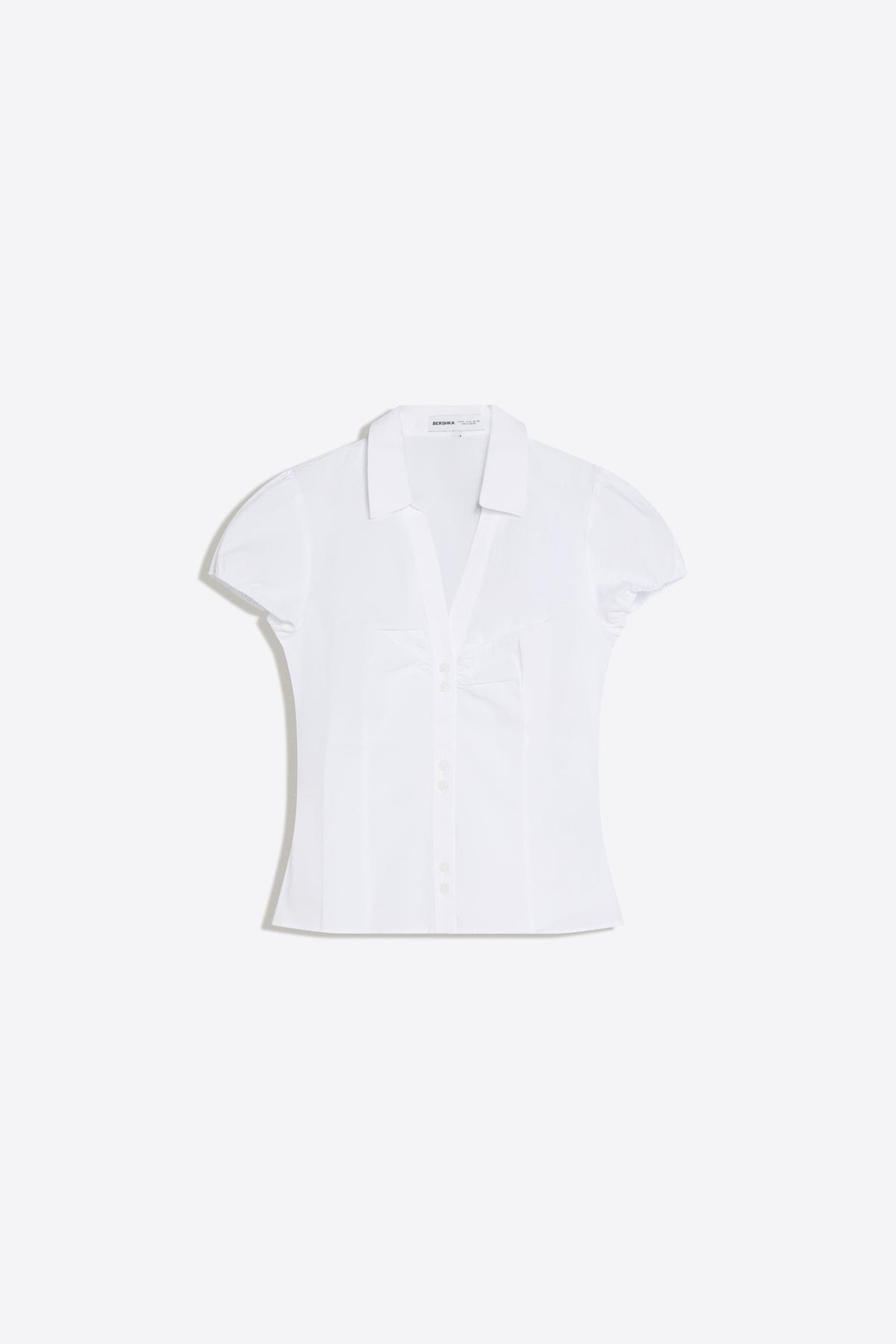 Bershka  Kısa kollu poplin bağlamalı gömlek - Görsel 2