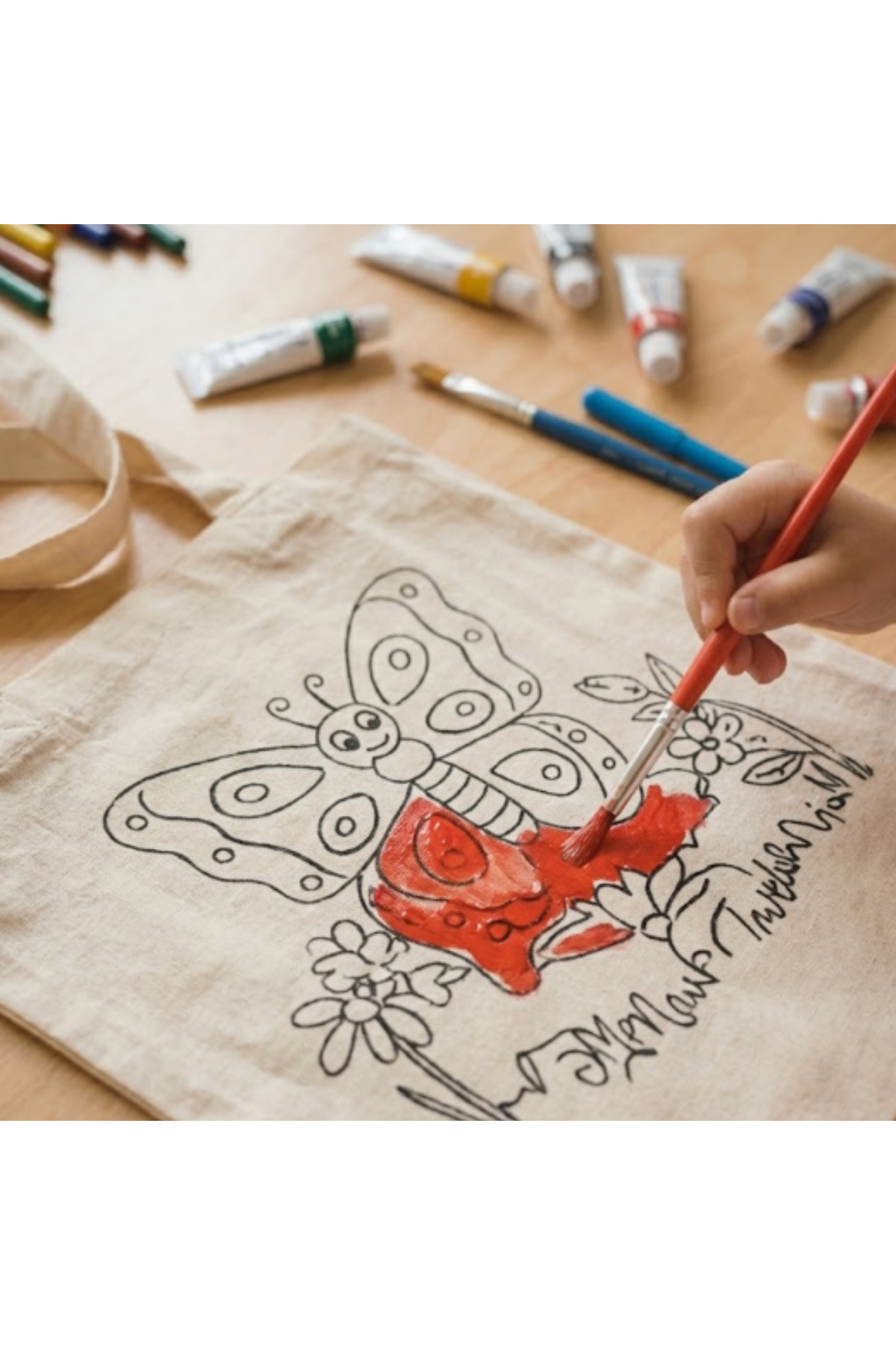 Cemira 5'li Paket Kelebek Boyanabilir Bez Çanta 35x40 cm - Çocuk Doğum Günü ve Sınıf Etkinlik Seti fotoğrafı 5 (önizleme)