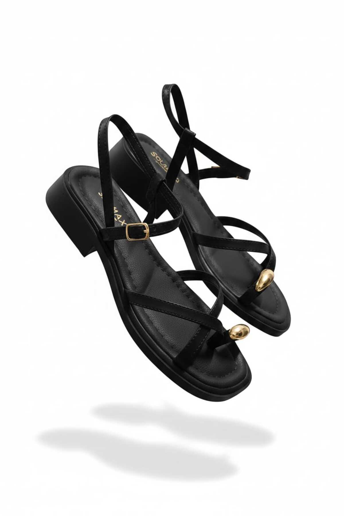 McDark  Kadın Siyah Yüzük Parmak Eva Yumşak Taban Dikişli Tokalı Sandalet - Görsel 4