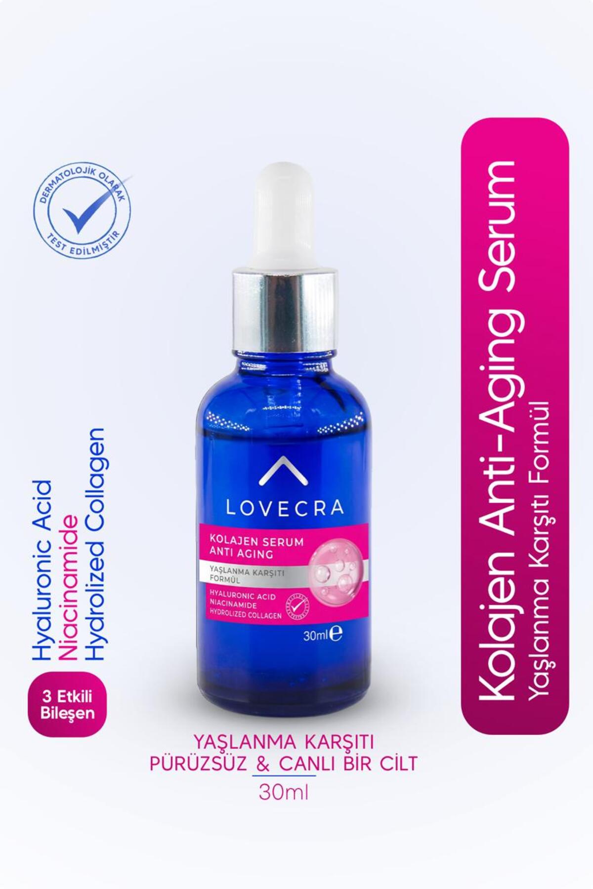 LOVECRA 3 Etkili Kolajen Serum Niacinamide Hyaluronic Acid Nemlendirici Yaşlanma Karşıtı Cilt Serumu 30ml — CİLT-ANTİ