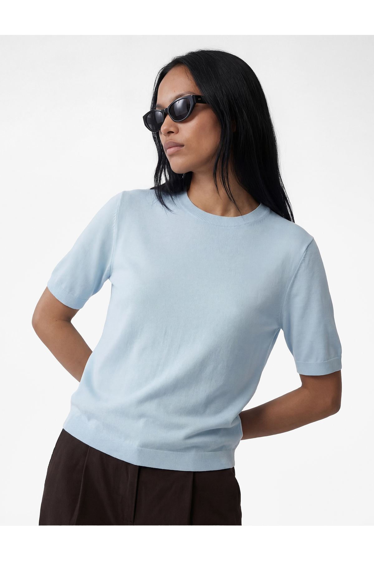 Koton  Bisiklet Yaka Kısa Kollu Triko Kazak - Görsel 2