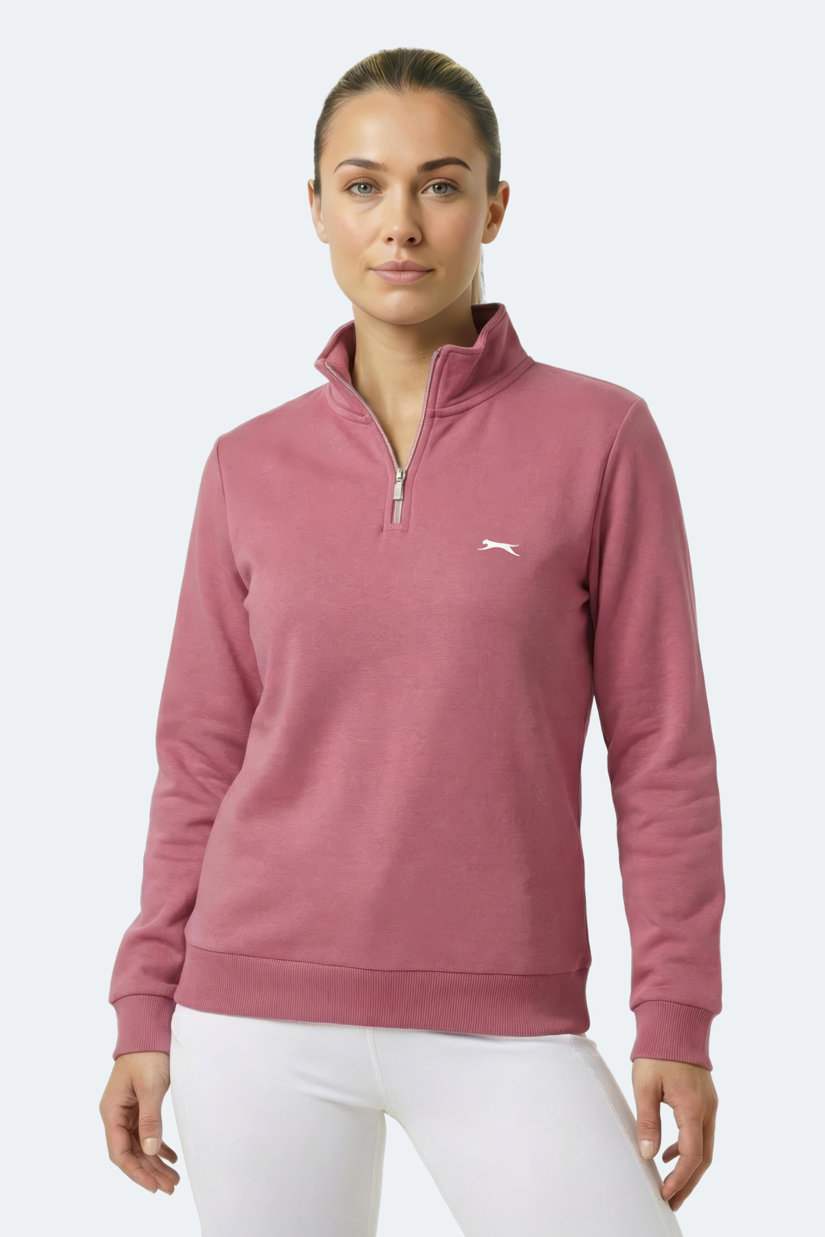 Slazenger MAXIS I Kadın Dik Yaka Fermuarlı Pembe Sweatshırt görsel 7