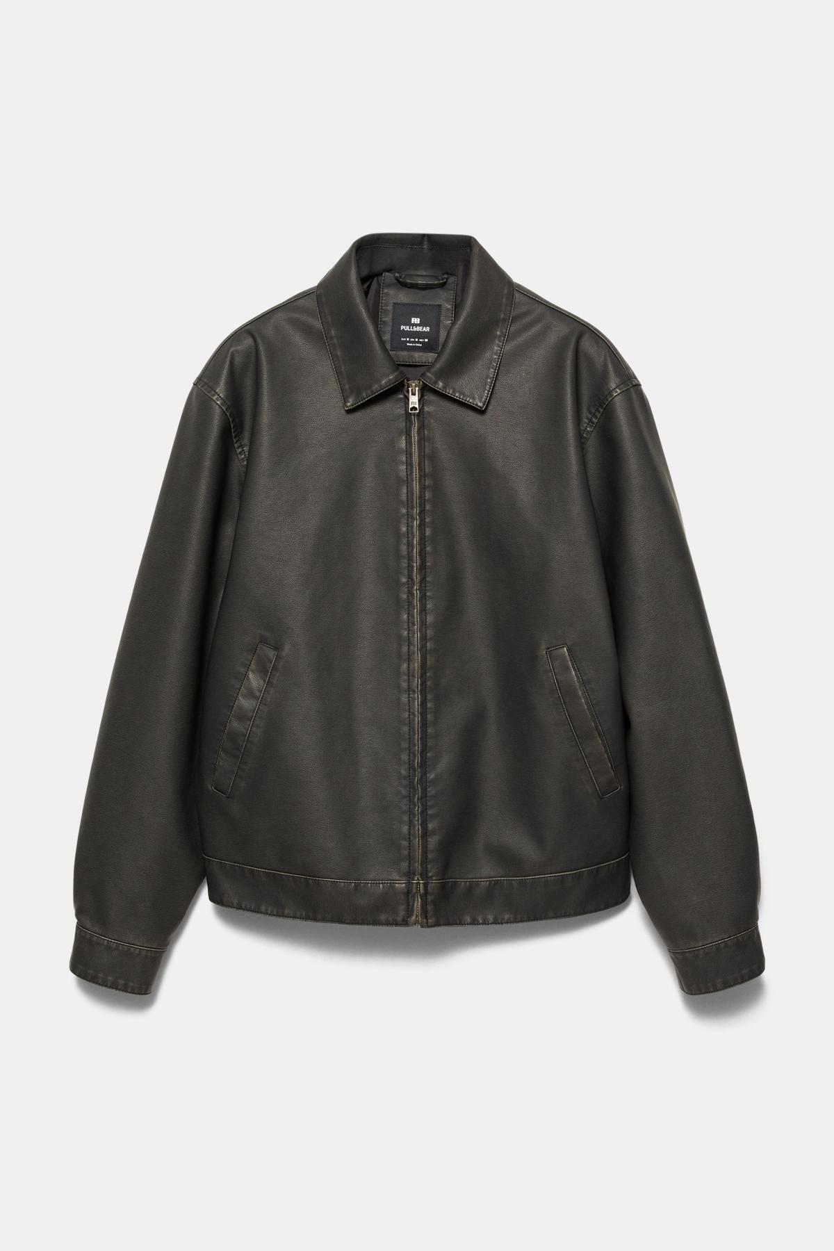 Pull & Bear  Yıkanmış suni deri ceket - Görsel 8