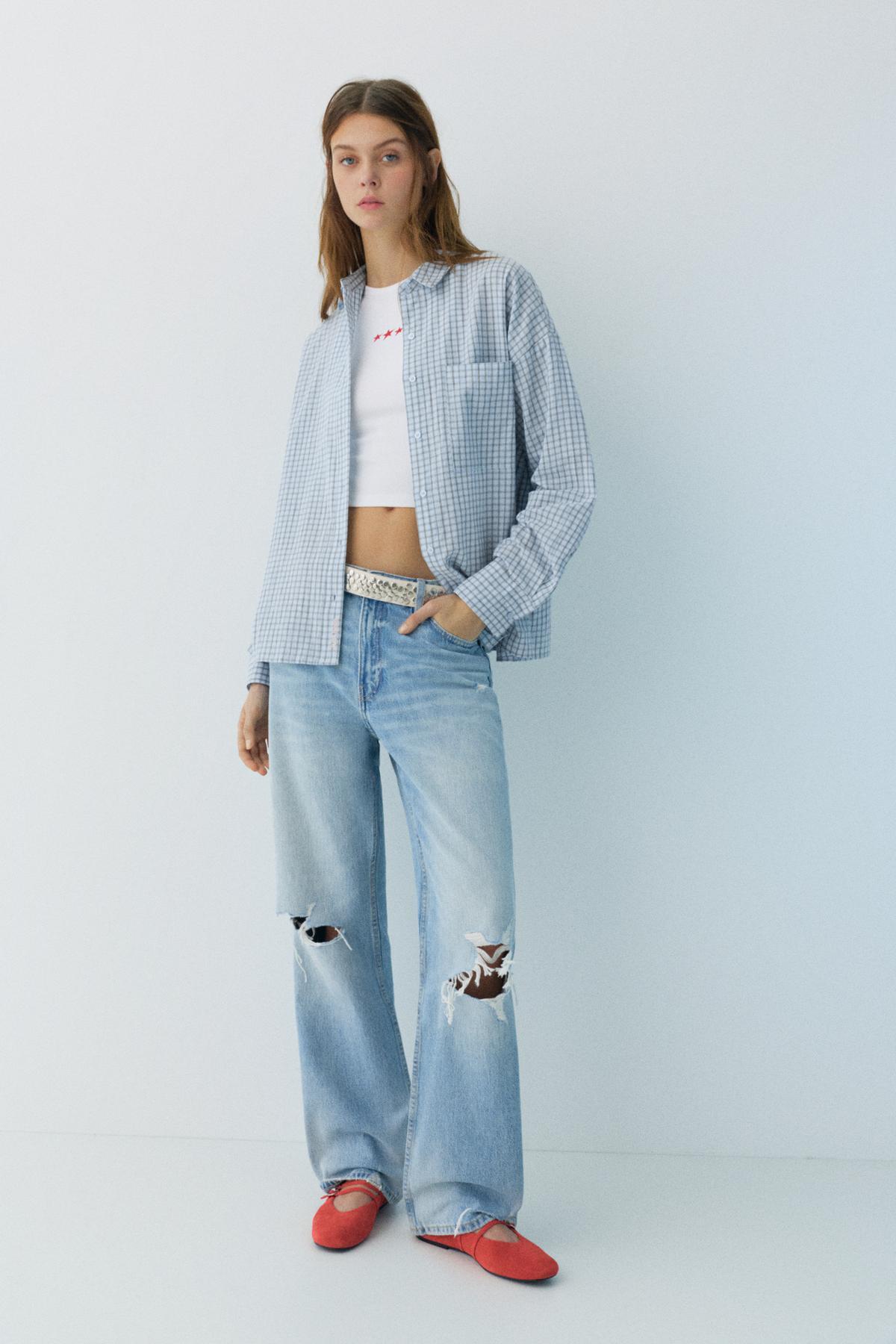 Pull & Bear  Kareli cepli gömlek - Görsel 3