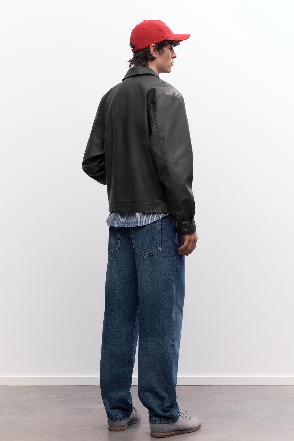 Pull & Bear  Yıkanmış suni deri ceket - Görsel 6