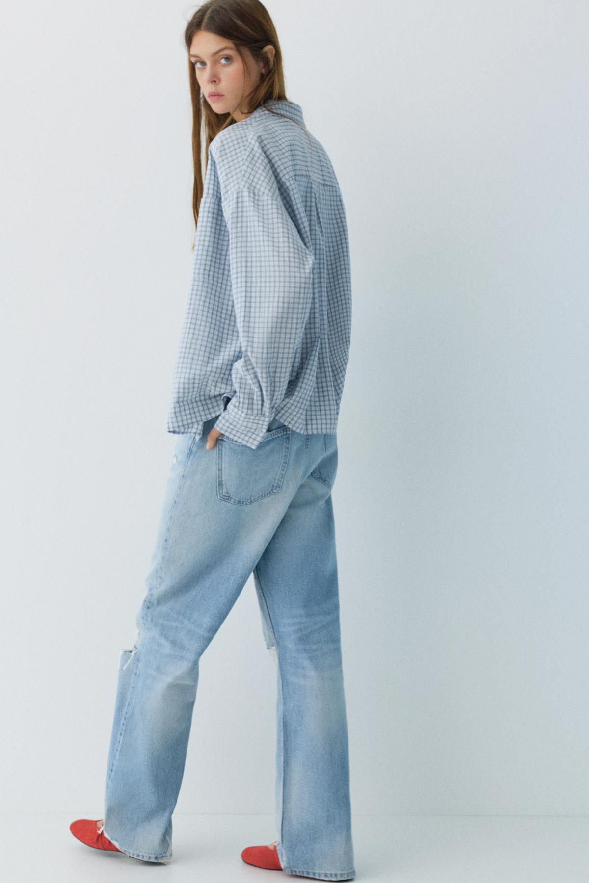 Pull & Bear  Kareli cepli gömlek - Görsel 5