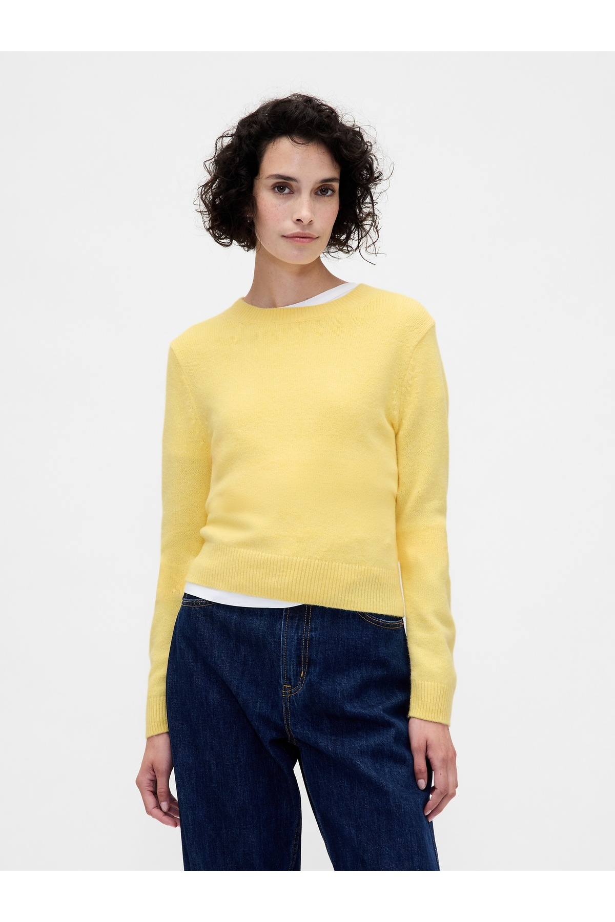 GAP  Kadın Sarı CashSoft Bisiklet Yaka Kazak