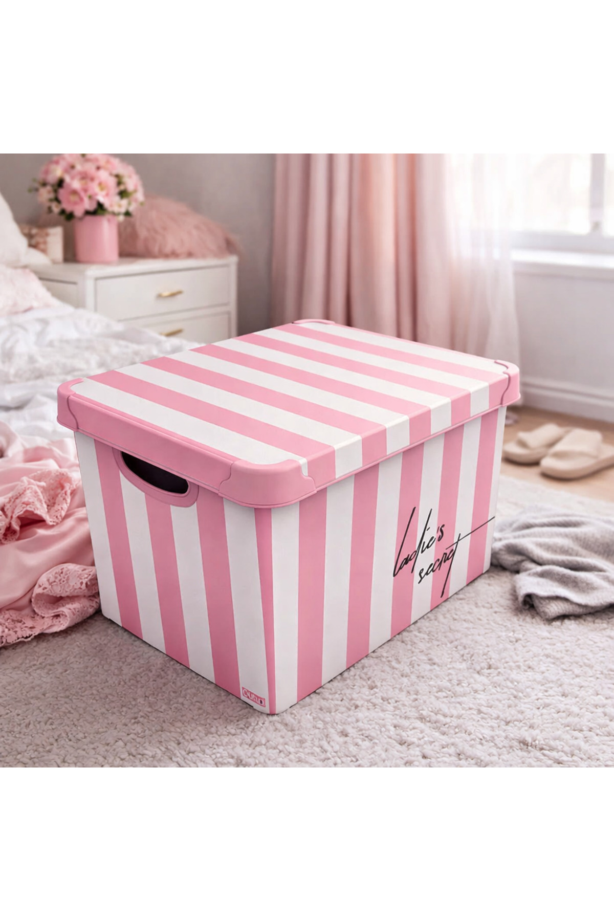 EvrenyeHome QUTU Style Lady 22 Lt Kapaklı Plastik Saklama Kutusu