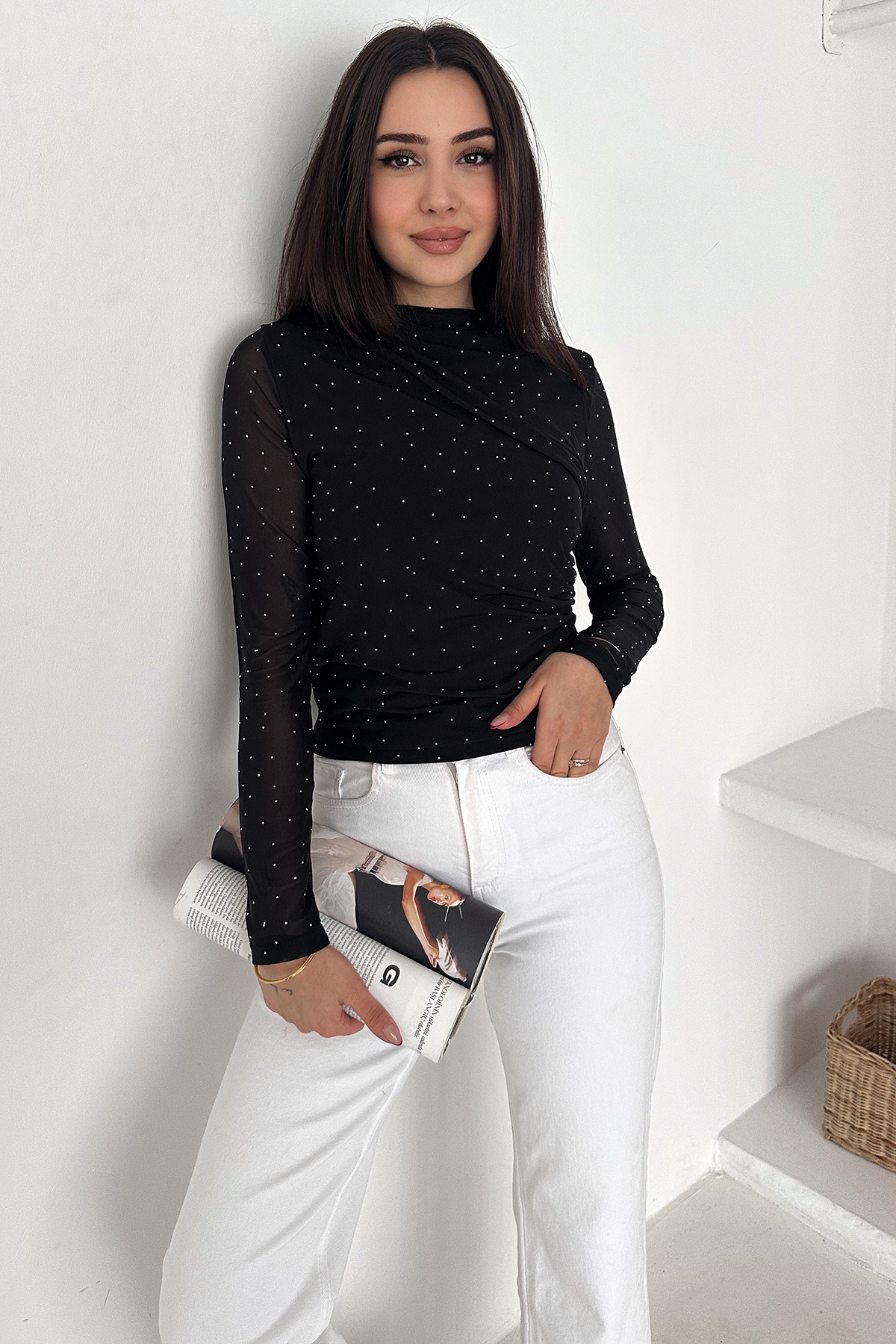 Noa&Noa Блузка з мереживною обробкою – Black Charm