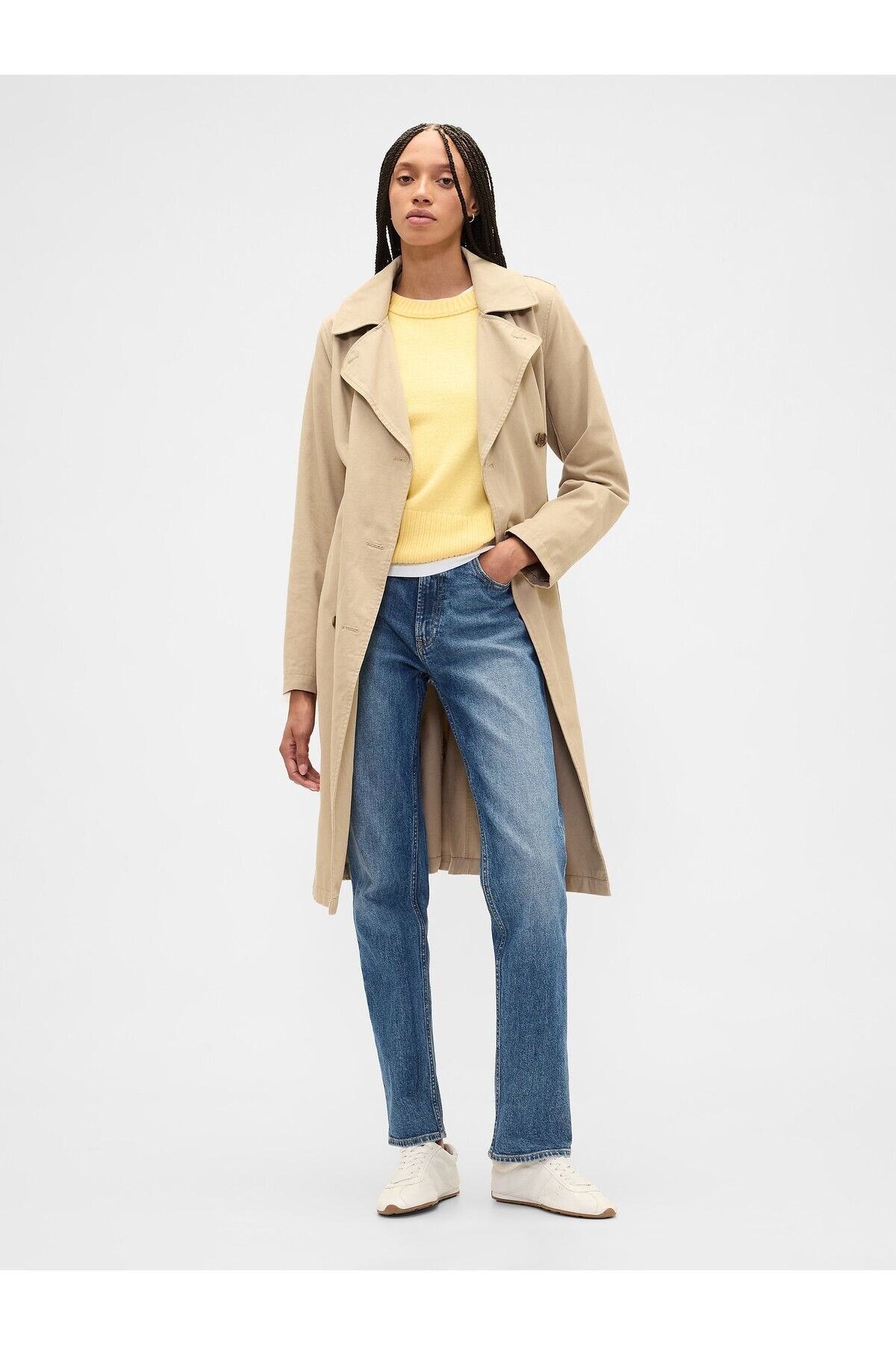 GAP  Kadın Sarı CashSoft Relaxed Crewneck Kazak - Görsel 4