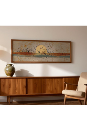 woodhomeworks Tek Parça Gerçek Ahşap Yatay Panorama Çerçeveli Tablo sihirli k...