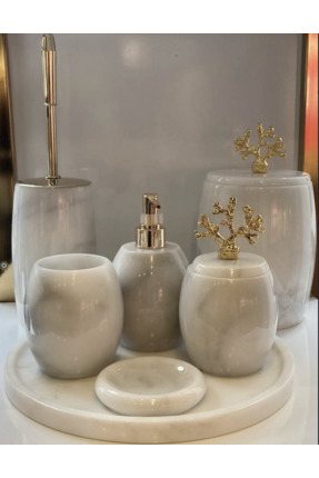 mermer home dekorasyon mermer banyo seti oval kesim beyaz renk 7 li