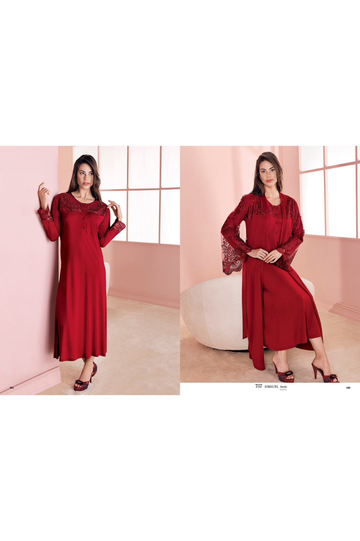 Espuar Kadın 737 Penye Rahat Uzun Gecelik ve Sabahlık Lohusa Takım