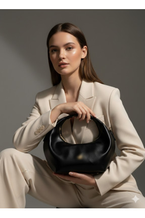 Derinbags Siyah Kadın El ve Omuz Çantası | Minimal, Lüks, Şık Tasarım
