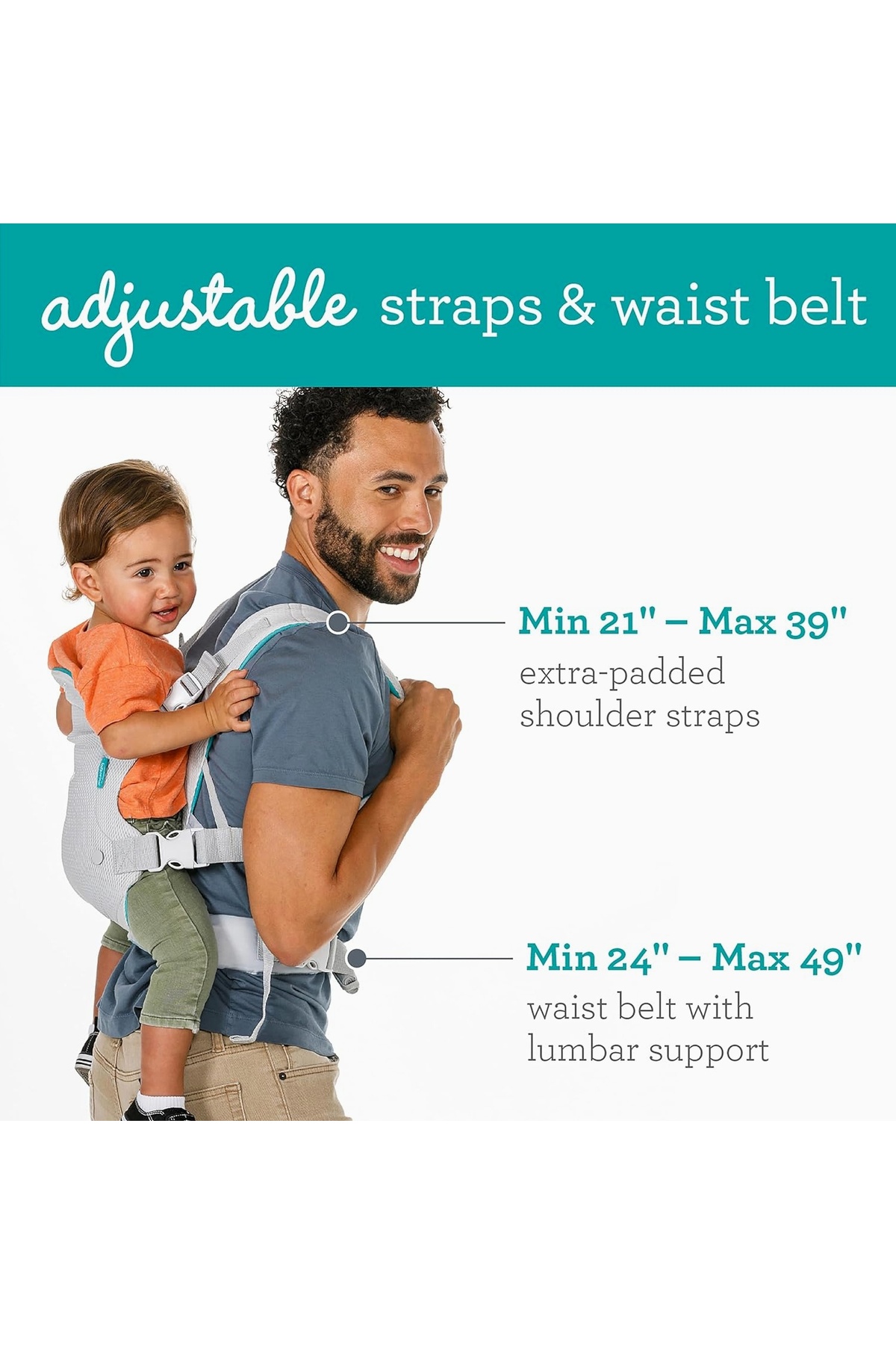 E&D Collection Infantino - Flip Breathable 4-in-1 Taşıyıcı - Hafif ve Hava Geçirgen - Ayarlanabilir Bel Kayışı ve Y fotoğrafı 3 (önizleme)