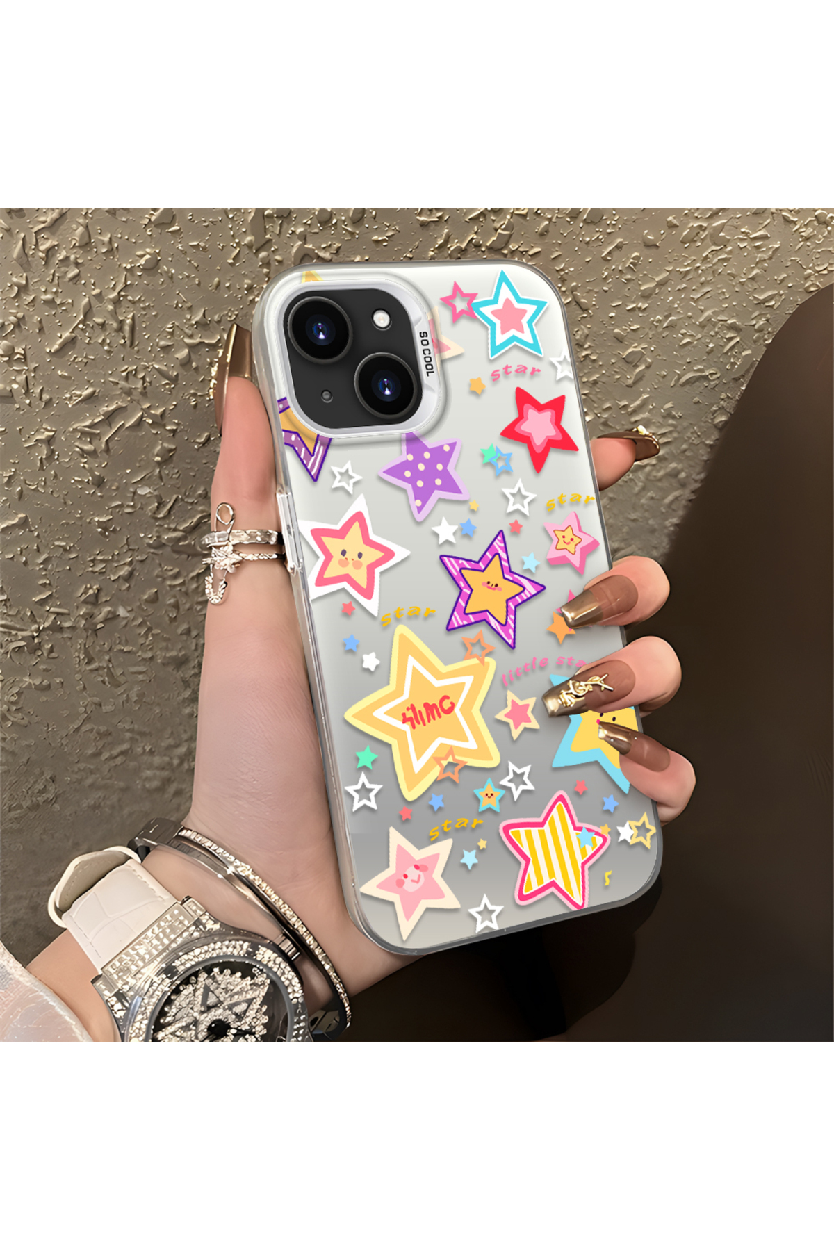 CASEVIBE iPhone 13 Uyumlu Lüks ve şık yıldız deseni, yüksek