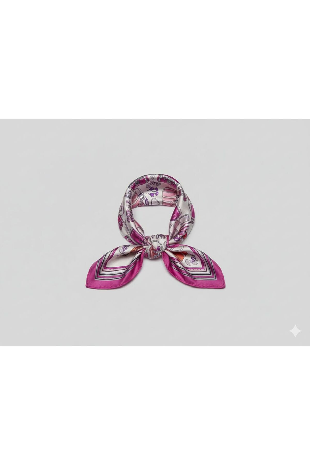 Women's Fuchsia Patterned Satin Scarf 70x70