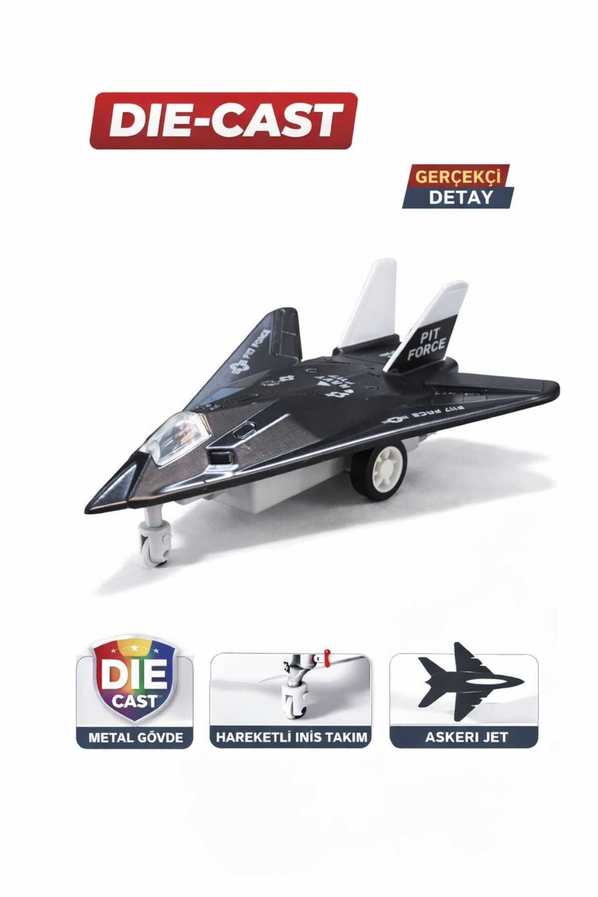Fidan oyuncak 3'lü Die-Cast Metal Gövdeli Askeri Jet Oyuncak Seti
