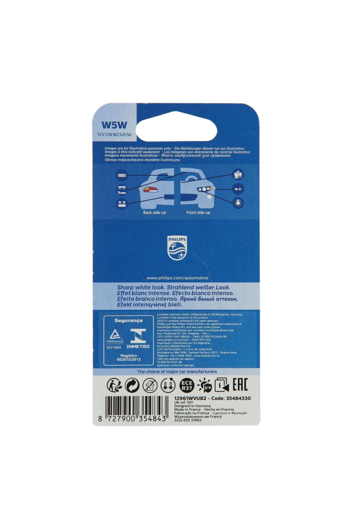 ست لامپ T10 W5W WhiteVision Ultra - نور سفید تیز 12V 5W - 2 عدد