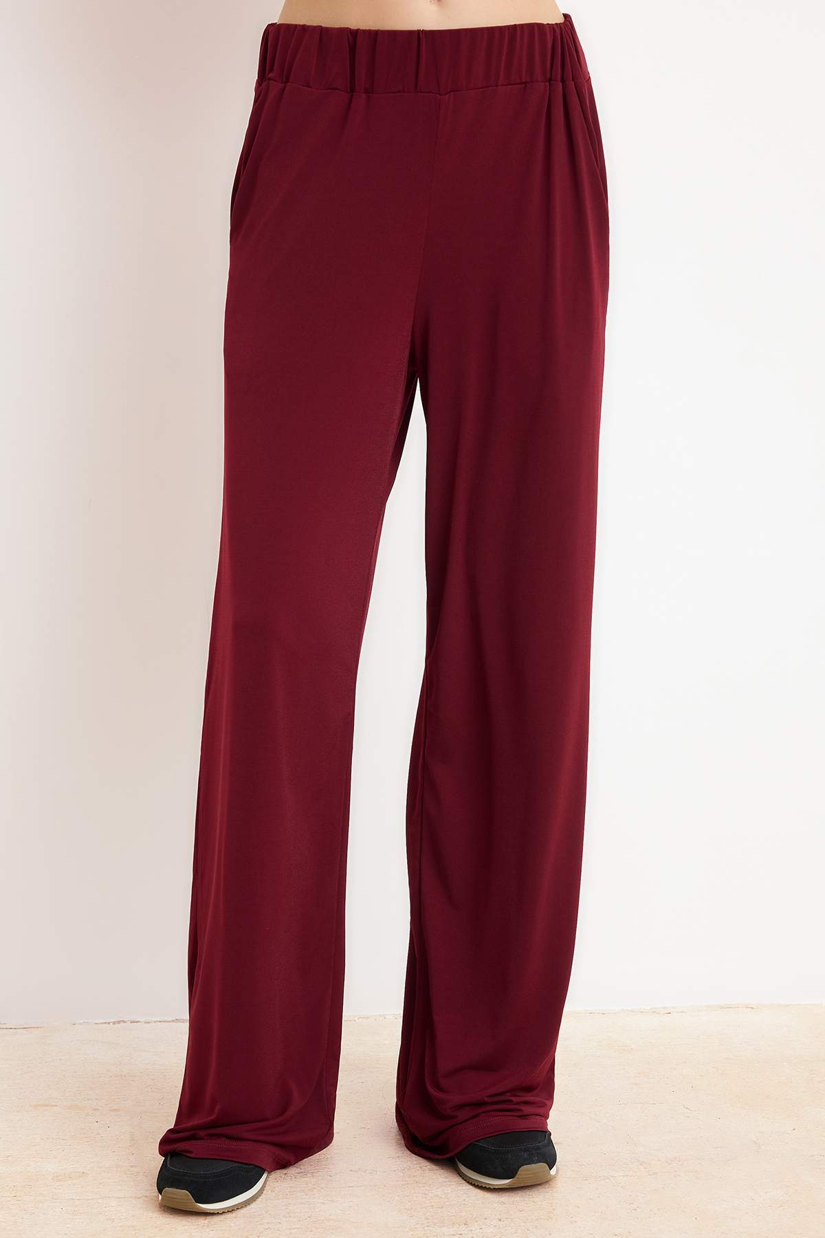 Trendyolmilla  Bordo Carmen Yaka Esnek Örme Bluz/Pantolon Alt-Üst Takım TWOSS24AU00035 - Görsel 3
