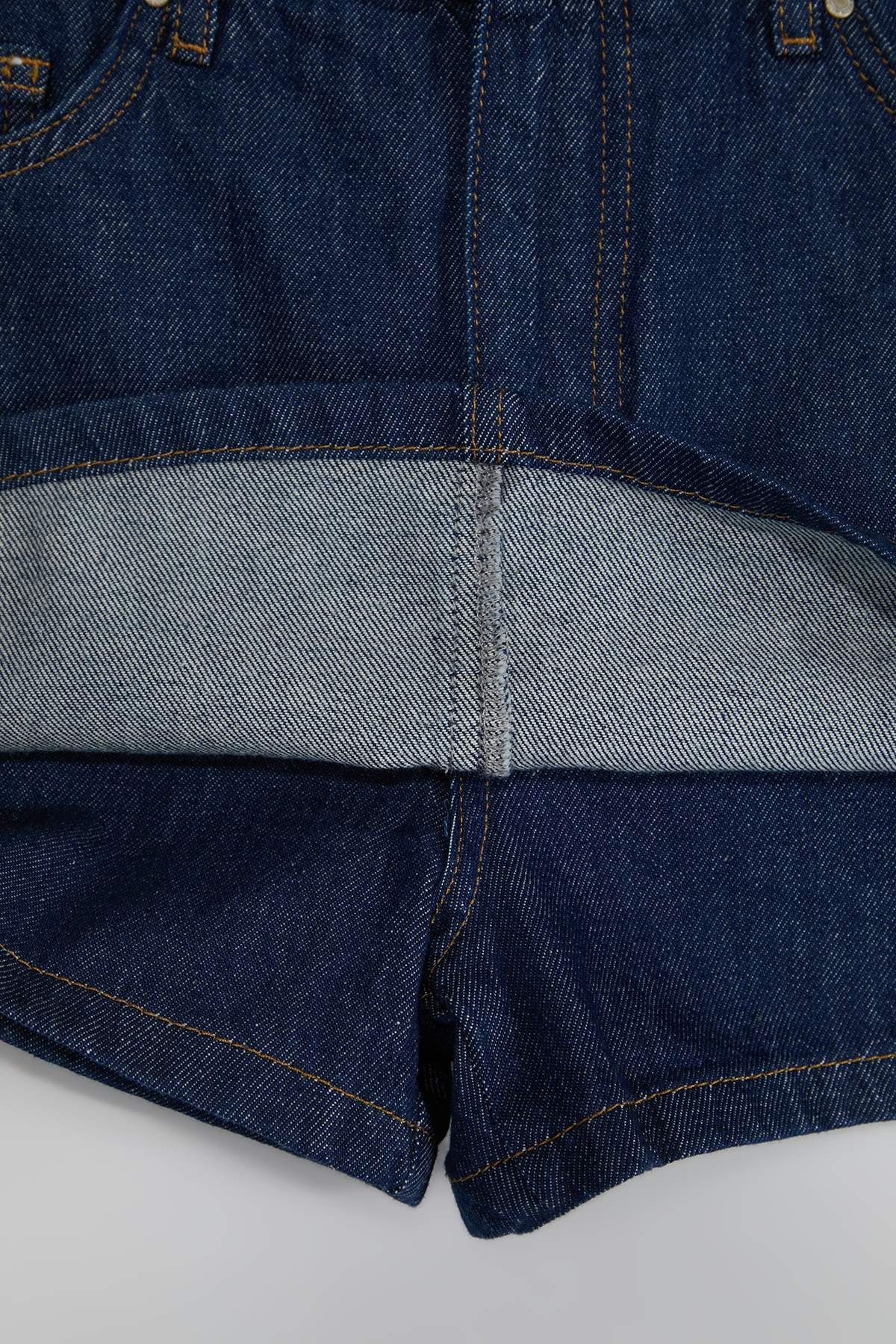 Trendyolmilla  Koyu Mavi More Sustainable Mini Denim Şort Etek TWOSS23SR00190 - Görsel 6