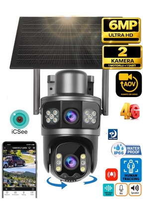 Ventus iCSee SIM730 4G 6MP Dual Lens UltraHD Güneş Enerjili Akıllı Güvenlik K...