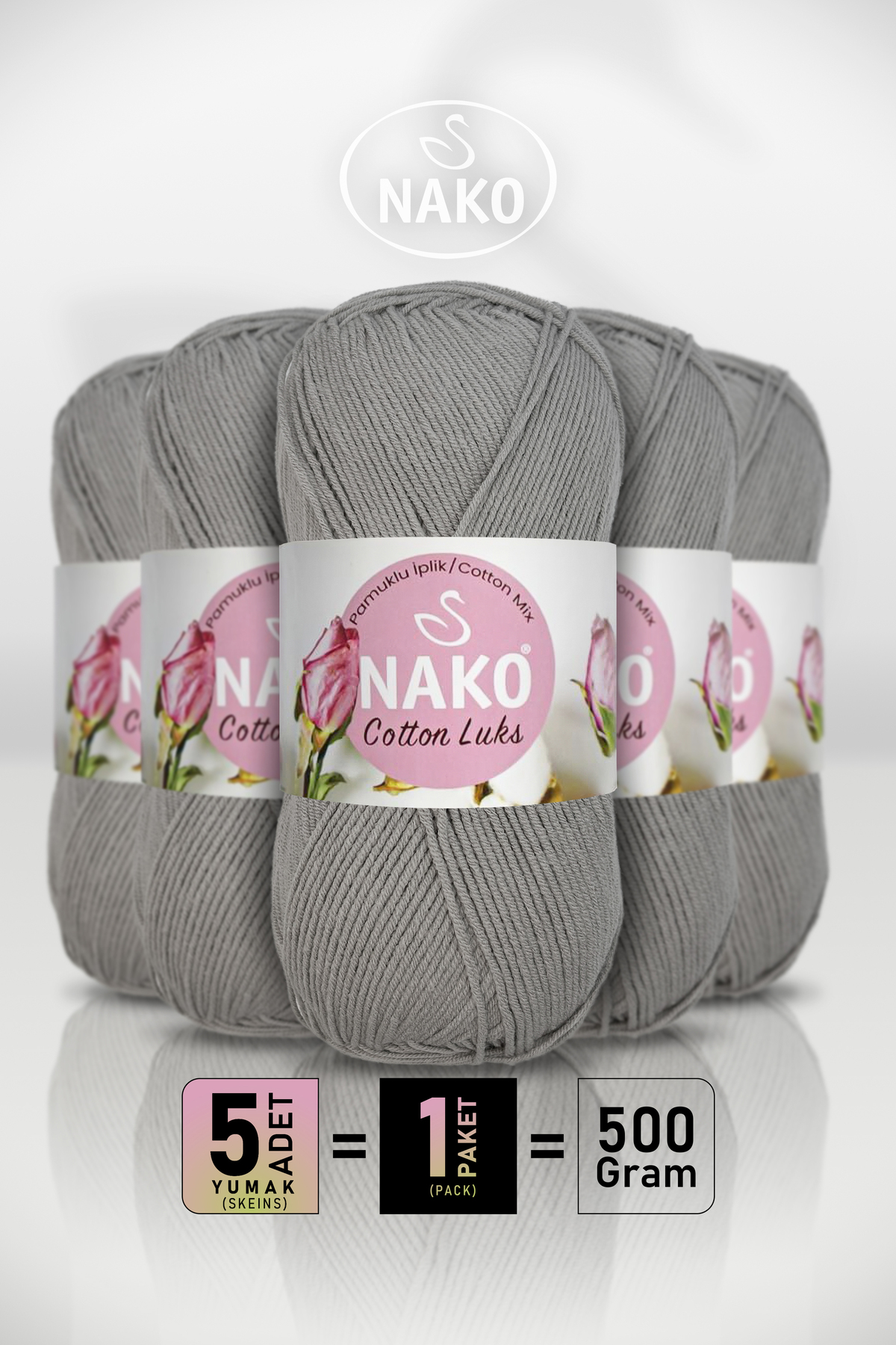 Nako Cotton Lüks - 97574 Lacivert - 5'li Paket - 100gr/330m