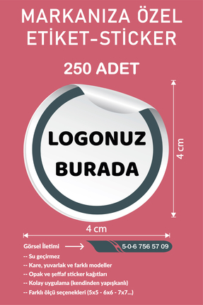 GSticker Kişiye Özel Firma Şirket Marka Butik Logo Sticker Paketleme Kargo Am...