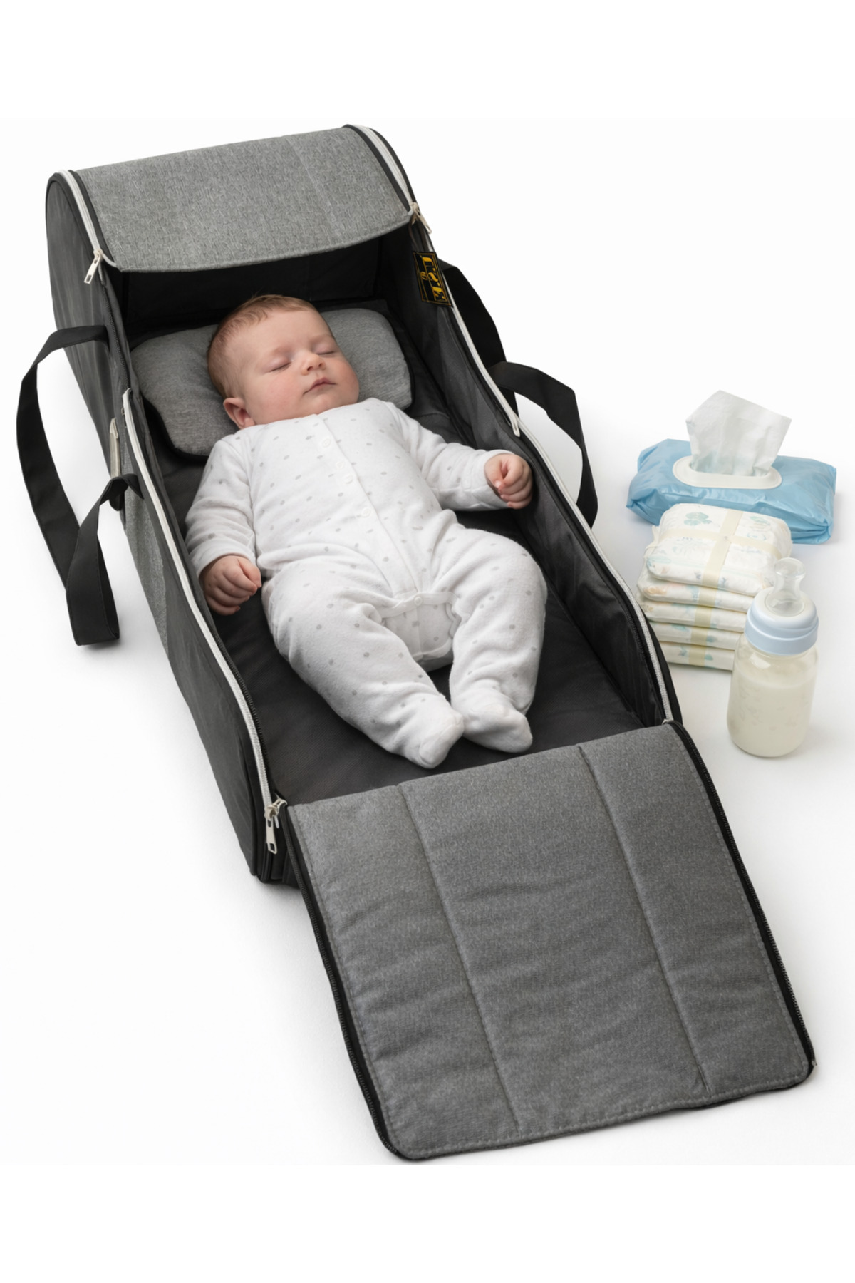 USF Gri Siyah Anne Bebek Bakım Çantası + Portbebe Ana Kucağı Puset Ikili Set fotoğrafı 6 (önizleme)