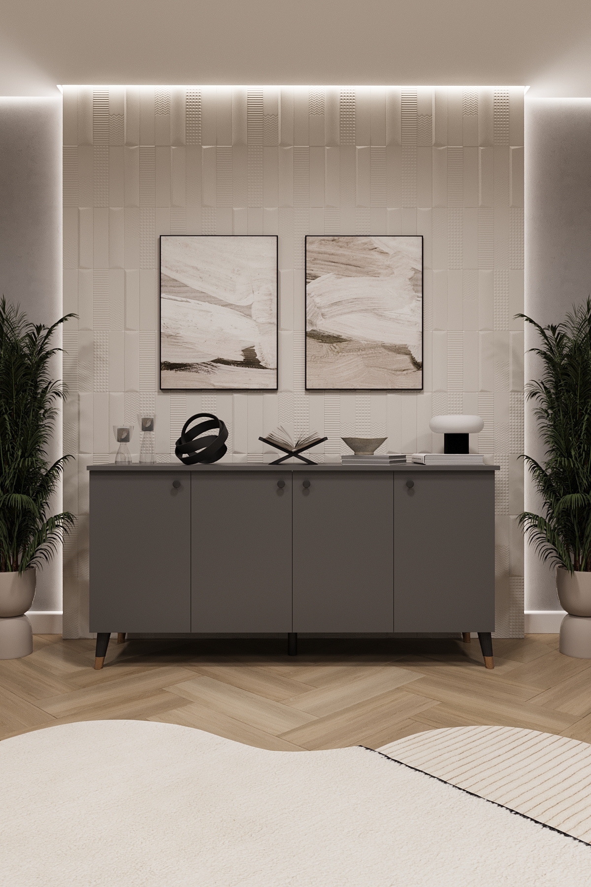 Luxury Console TV Unit 100% MDF Living Room and Dining Room Unit KNSL01
