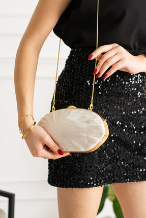 Benedetta Kadın Kemik Akrilik Gold Detaylı Zincirli Omuz Çantası