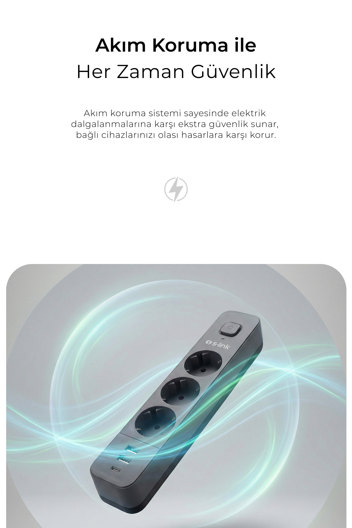 SPG03U 1.5m 2 Usb + 1type C 750 Joule 3 Lu Current Protected Socket Dark Grey