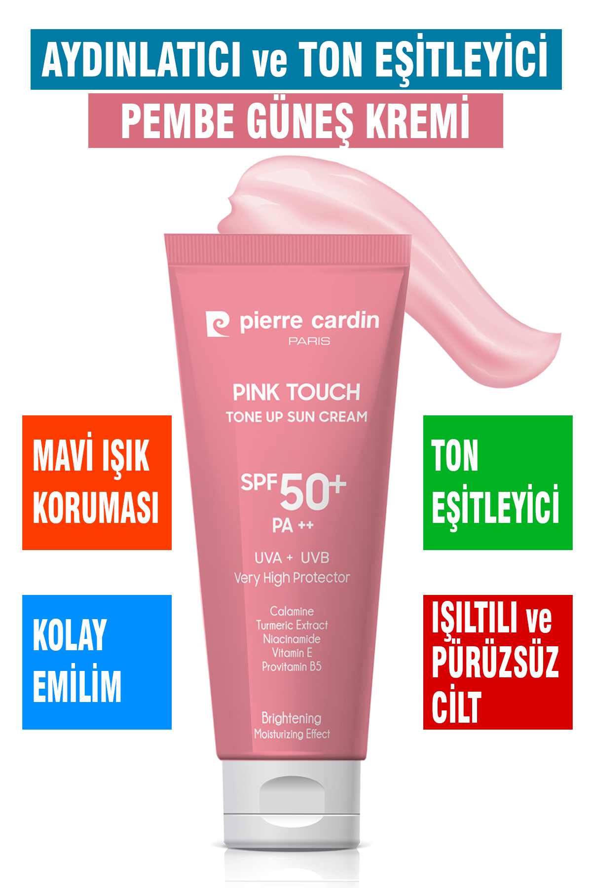 کرم ضد آفتاب روشن کننده صورت تون ایşitleyici Pink Touch Tone-Up SPF50+/PA++ – 50 میلی لیتر