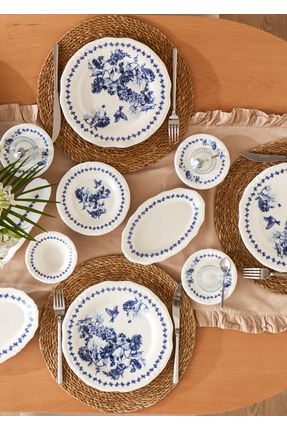 Bella Maison Vanessa Porselen 26 Parça 6 Kişilik Kahvaltı Takımı Mavi