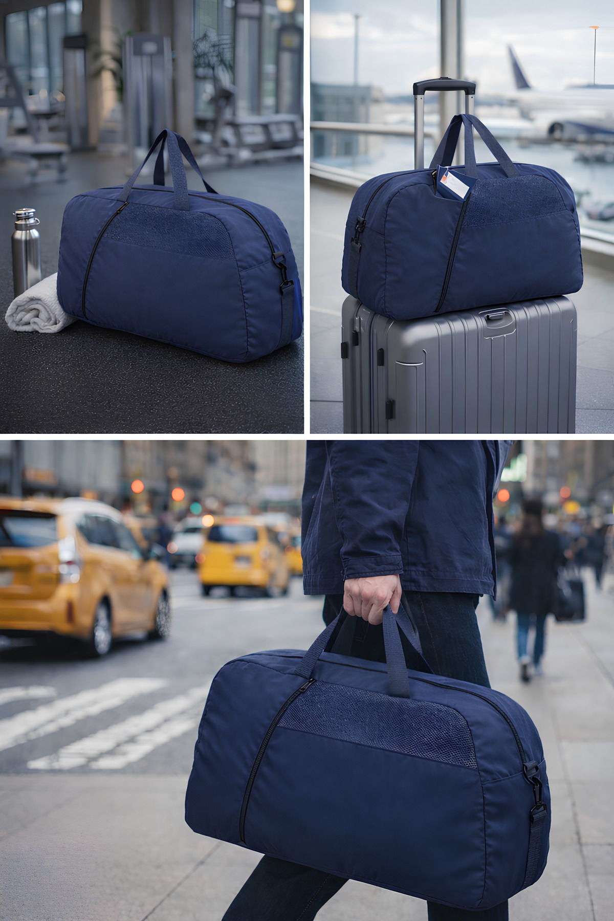 حقيبة يد للسفر من Kaff باللون الأزرق الداكن مع جيب...