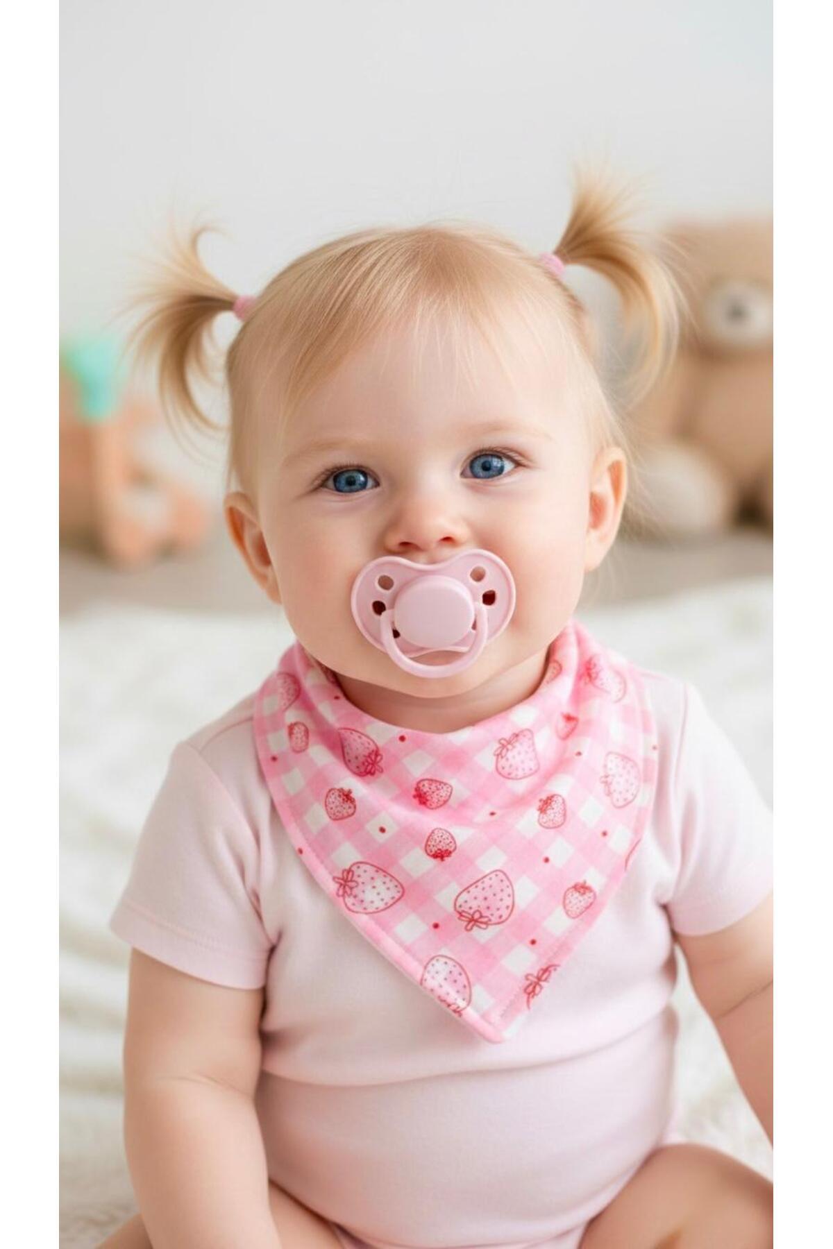 Lumos Trade Kız Bebek Organik Kumaş Çift Katlı Pembe Tonlar Desenli Fular Mama Önlüğü - Salya Önlüğü 4 Adet fotoğrafı 2 (önizleme)