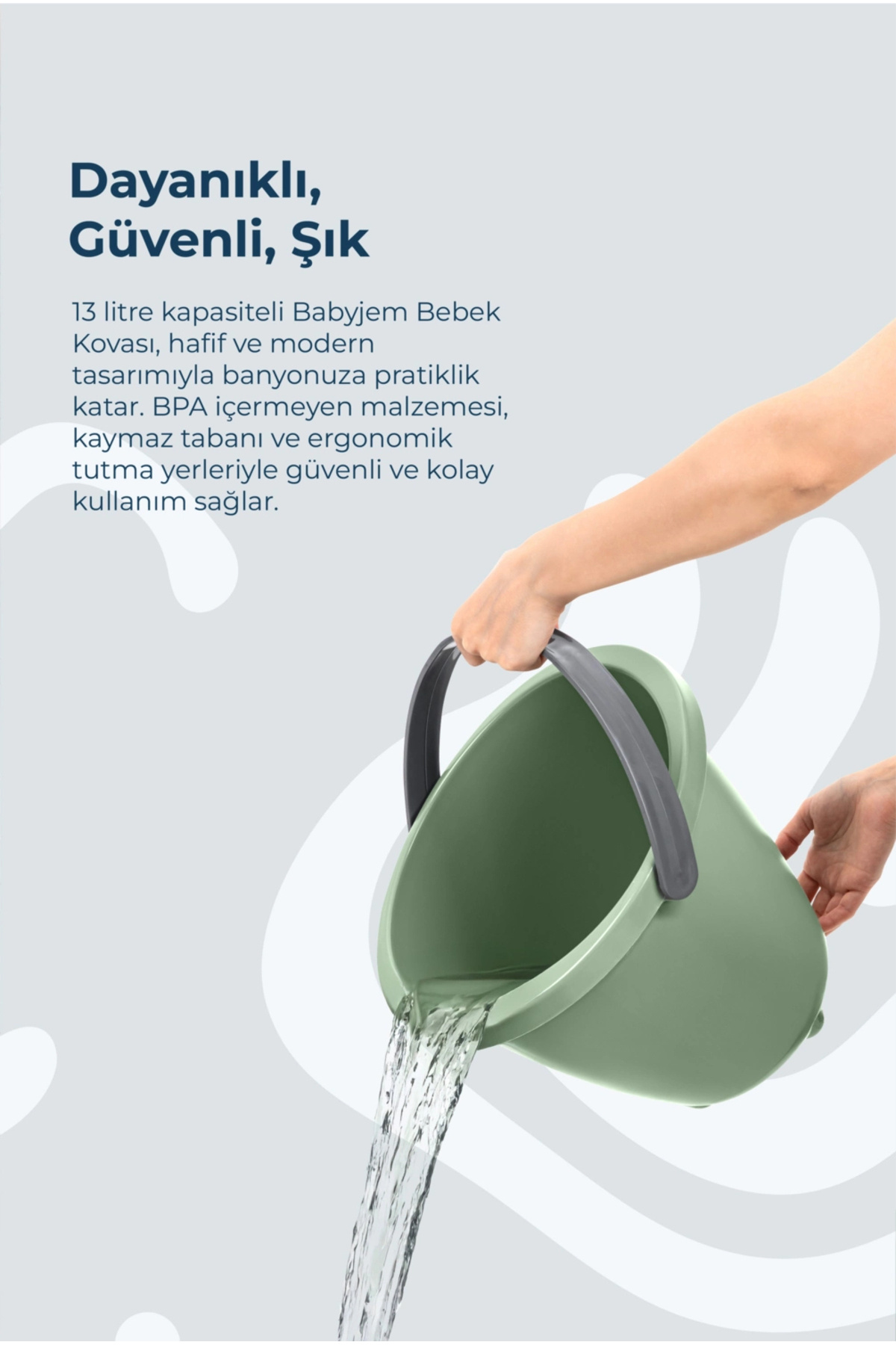 Babyjem Ayaklı Küvet Seti 7 Parça Soft Yeşil fotoğrafı 4 (önizleme)